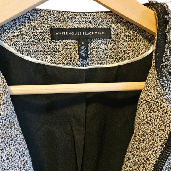 White House Black Market Belle Tweed Moto Jacket Blazer Black Women's Size 4 - Picture 5 of 10